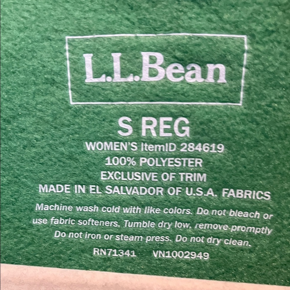 NWOT L.L. Bean Green Fleece Full-Zip Jacket, Women's Size S - Picture 2 of 5